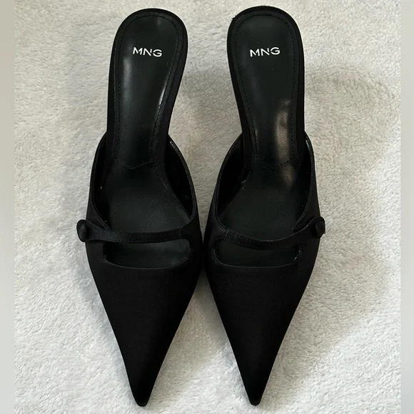 NWOT | Mango | Satin Kitten-Heel Shoes | Size 37 - Picture 2 of 8